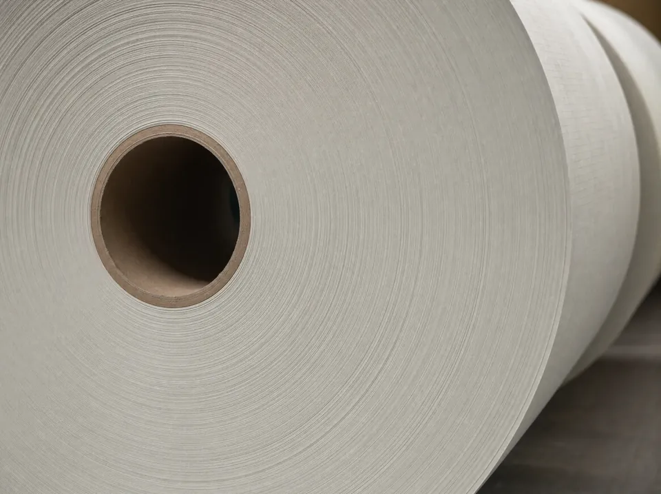 Close-up of a reel's winding layers and core